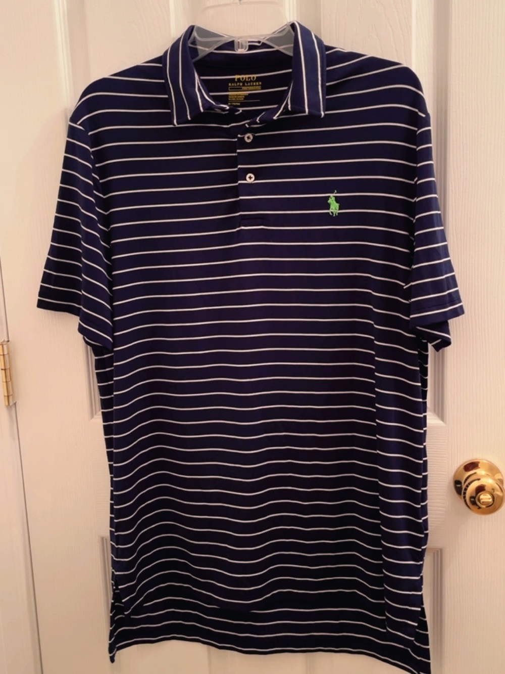 Polo Ralph Lauren Performance Polo Shirt Navy Blue Striped Size M